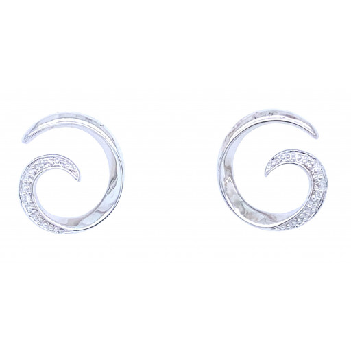 Diamond Swirl Earrings in Italian Sterling Silver