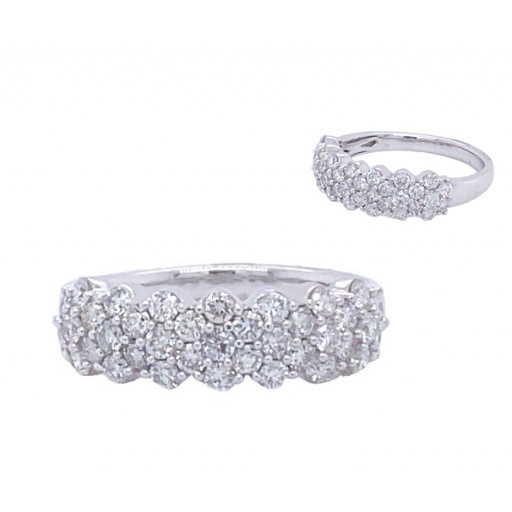 Tiffany Inspired Multi Row Diamond Ring in Italian Sterling Silver