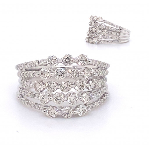 Rolex Inspired Five Row Diamond Bracelet in 14K White Gold