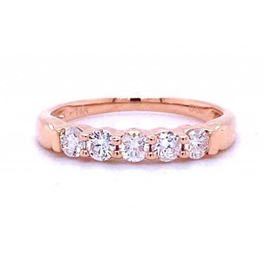 Round Brilliant Cut Shared Claw Diamond Ring in 14k Rose Gold