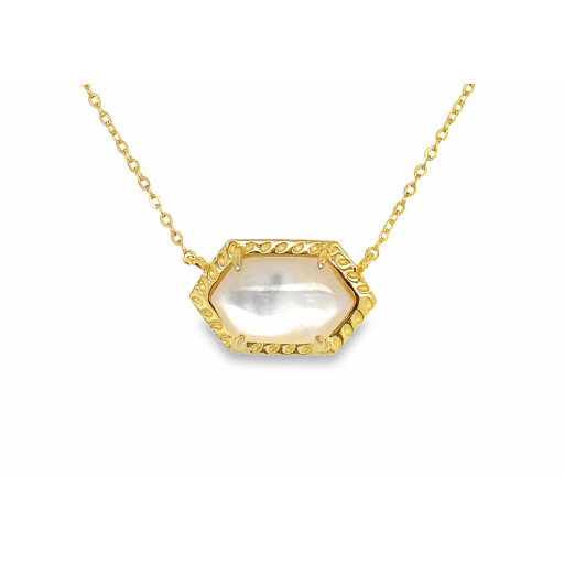 Mother of Pearl Necklace in Yellow Gold Plated Italian Sterling Silver