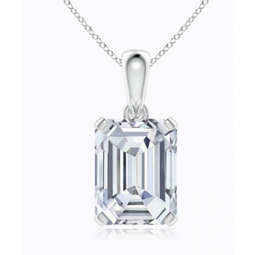 Emerald Cut Diamond Solitaire Pendant in 14K White Gold