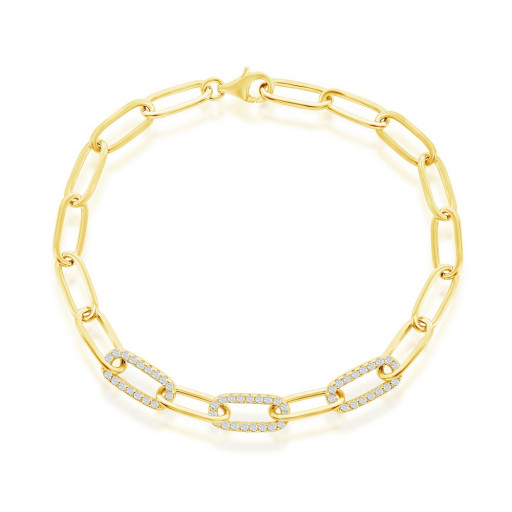 Rolex Inspired Paperclip Bracelet in Yellow Gold Plated Italian Sterling Silver