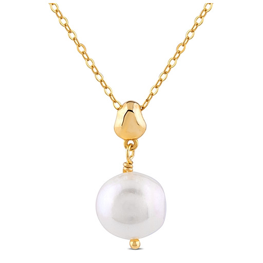 Freshwater Cultured Pearl Pendant in Yellow Gold Plated Italian Sterling Silver