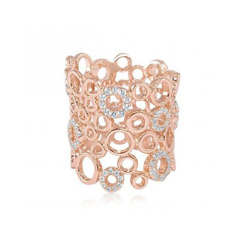 Van Cleef Inspired Multi Circle Ladies Fashion Ring in Rose Gold Plated Italian Sterling Silver