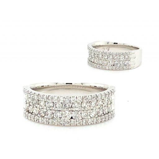 Multi Row Diamond Band in 14K White Gold