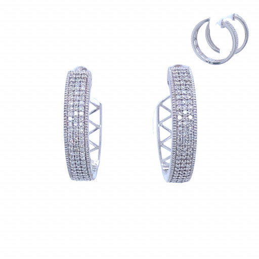 Tiffany Inspired Multi Row Diamond Hoop Earrings