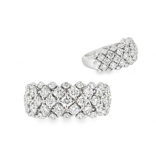 Cartier Inspired Multi Row Diamond Ring in 14K White Gold