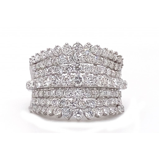 Harry Winston Inspired Multi Row Diamond Ring in 10K White Gold