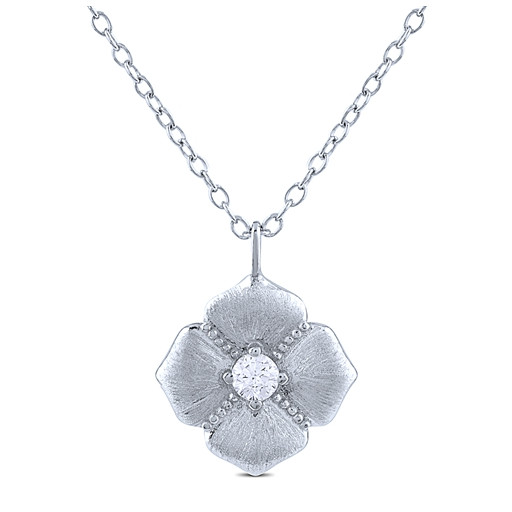 Tiffany Inspired Floral Pendant in Brushed Italian Sterling Silver