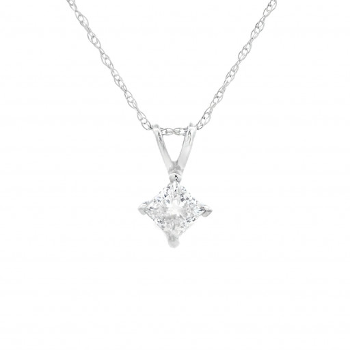 Diamond Solitaire Pendant in 14K White Gold