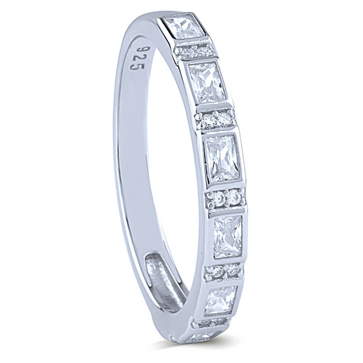 Ladies Swarovski Cubic Zirconia Band In Italian Sterling Silver