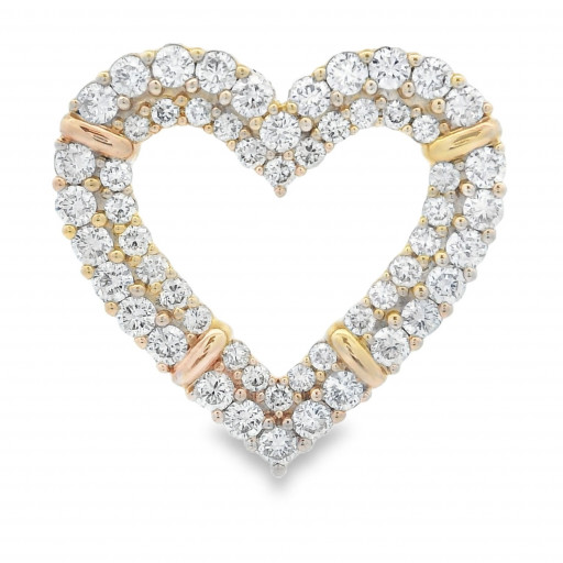 Cartier Inspired Diamond Heart Pendant in Two Tone 10K Gold