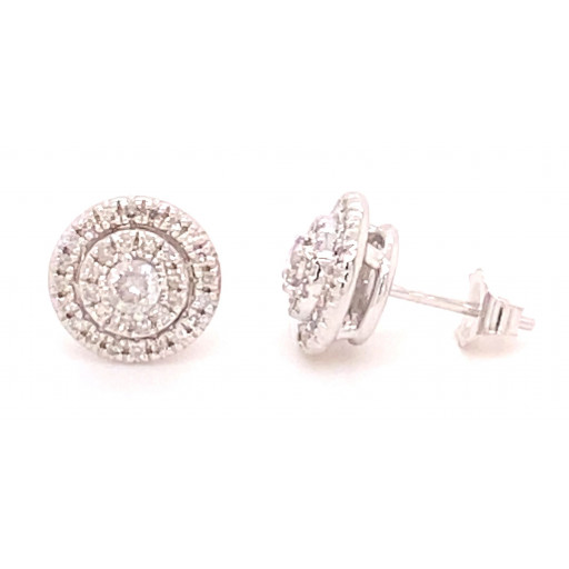 Tiffany Inspired Cluster Diamond Studs in 10K White Gold