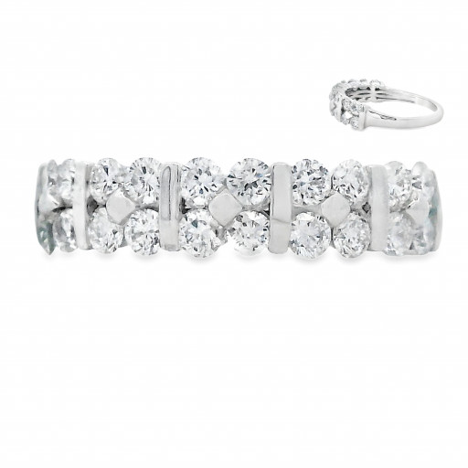 Tiffany Inspired Multi Row Diamond Ring in Italian Sterling Silver