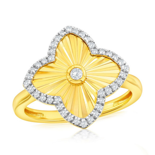 Harry Winston Inspired Floral Ring in Yellow Gold Plated Italian Sterling Silver