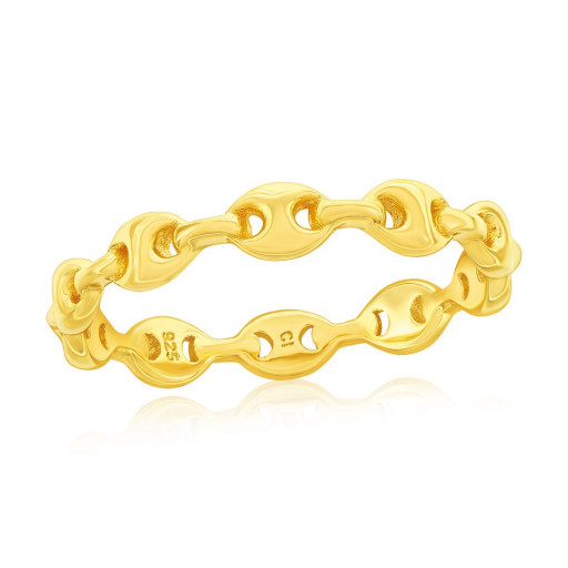 Rolex Inspired Marina Link Ring in Yellow Gold Plated Italian Sterling Silver