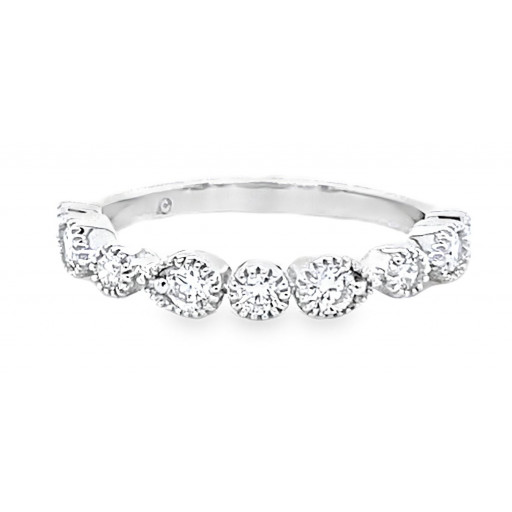 Round Brilliant Cut Diamond Band With Filigree Halo in Italian Sterling Silver