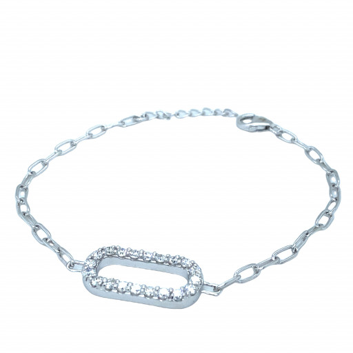 Paperclip Diamond Bracelet in Italian Sterling Silver