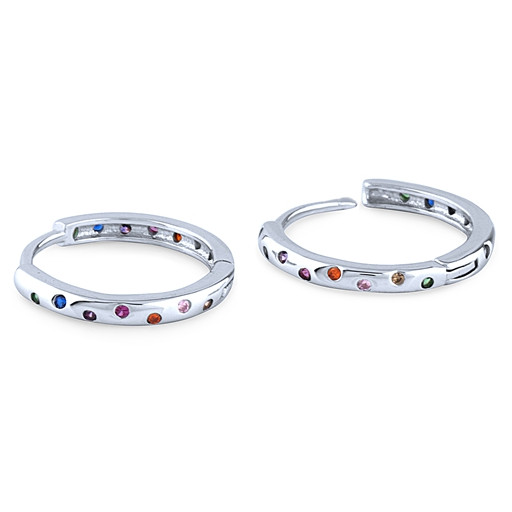 Multi Colour Hoop Earrings in Italian sterling Silver