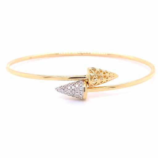 Van Cleef Inspired Diamond Open Flex Bangle in 14K Yellow Gold