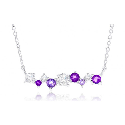 Multi Colour Amethyst With White Topaz Necklace in Italian Sterling Silver