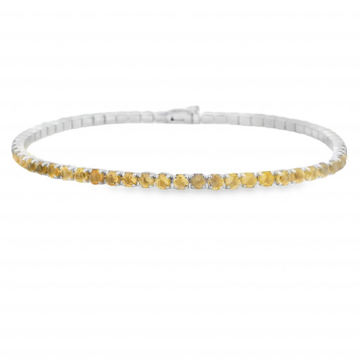 Round Brilliant Cut Citrine Tennis Bracelet in Italian Sterling Silver