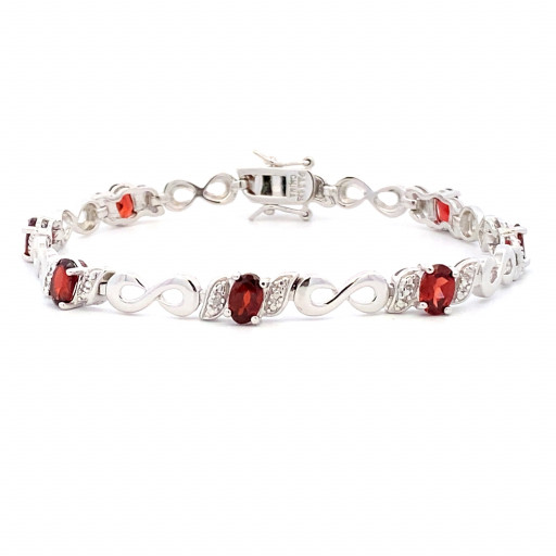 Garnet & Diamond Tennis Bracelet in Italian Sterling Silver