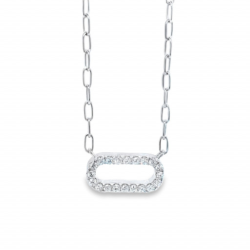 Paperclip Diamond Necklace in Italian Sterling Silver