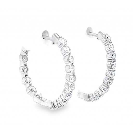 Cartier Inspired Inside/Out Diamond Hoops in Italian Sterling Silver