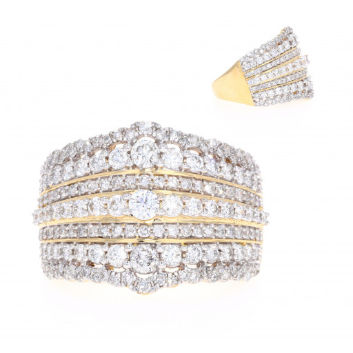 Cartier Inspired Past, Present & Future Diamond Ring in 14K Two Tone Gold