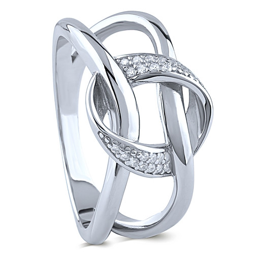 Love Swirl Ring With Swarovski Cubic Zirconia in Italian Sterling Silver