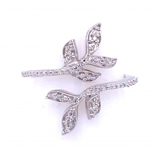 Van Cleef Inspired Diamond Leaf Ring in Italian Sterling Silver