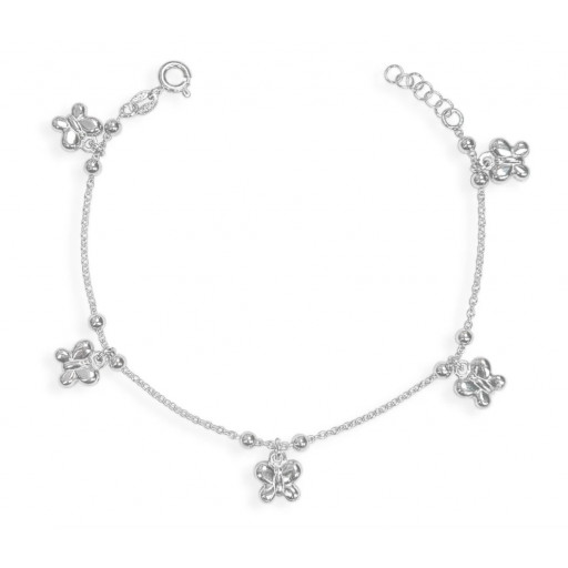 Van Cleef Inspired Butterfly Charm Bracelet in Italian Sterling Silver