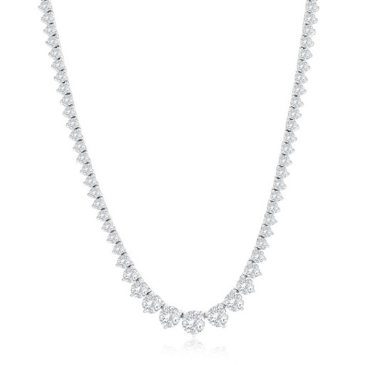 Martini Set Round Brilliant Cut White Topaz & Swarovski Cubic Zirconia Necklace in Italian Sterling Silver