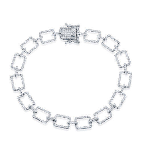 Gucci Inspired White Topaz & Swarovski Bracelet in Italian Sterling Silver