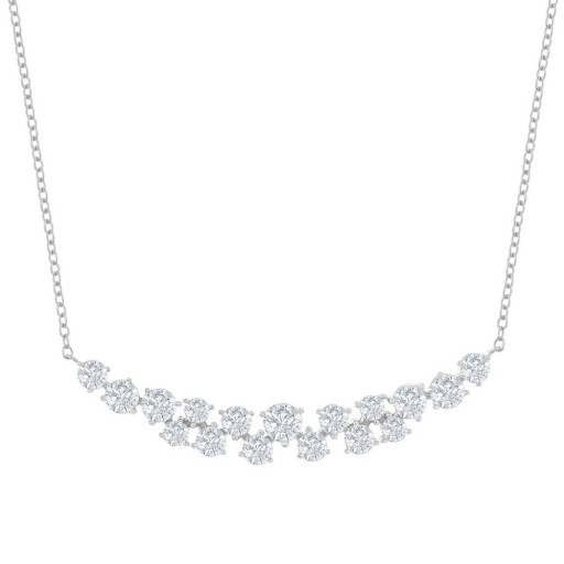 Round Brilliant Cut White Topaz & Swarovski Cubic Zirconia Necklace in Italian Sterling Silver