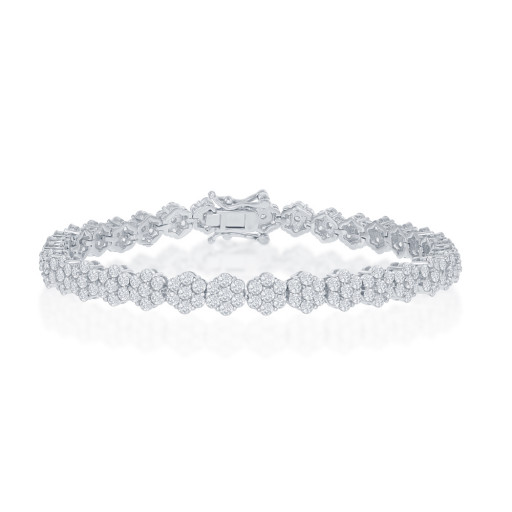 Tiffany Inspired White Topaz & Swarovski Floral Cubic Zirconia Bracelet in Italian Sterling Silver