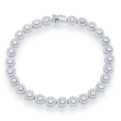 Tiffany Inspired White Topaz & Swarovski Circles of Love Cubic Zirconia Bracelet in Italian Sterling Silver