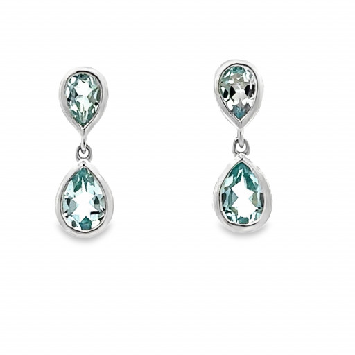 Harry Winston Inspired Blue Topaz Drop Earrings in Italian Sterling Silver