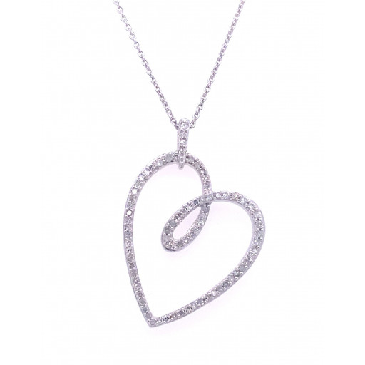 Tiffany Inspired Diamond Hanging Heart Pendant in Italian Sterling Silver