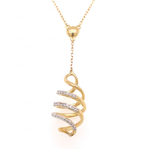 Diamond Twirl Necklace in 10K Yellow Gold