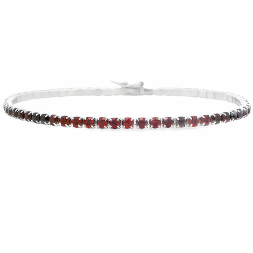 Round Brilliant Cut Garnet Tennis Bracelet in Italian Sterling Silver