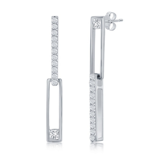 Cartier Inspired Asymmetric Paperclip Drop Earrings in Italian Sterling Silver