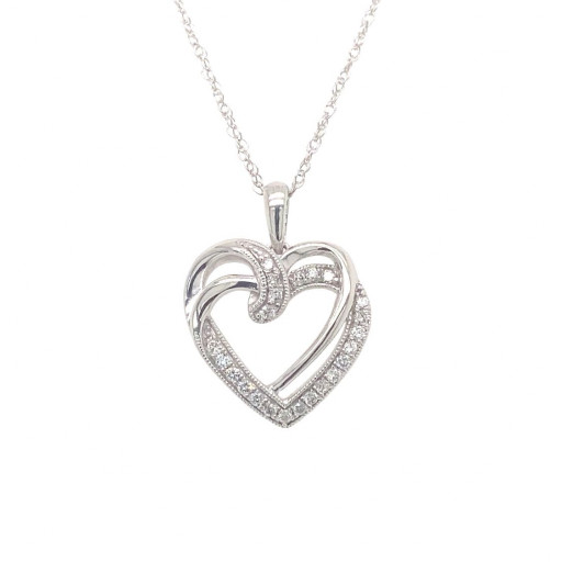 Interlocking Diamond Heart Pendant in Italian Sterling Silver