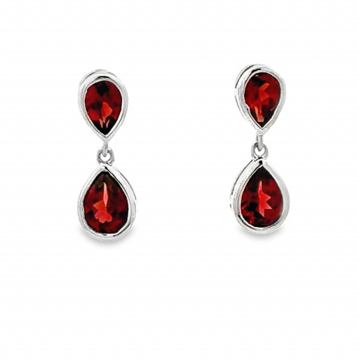 Harry Winston Inspired Garnet Drop Earrings in Italian Sterling Silver