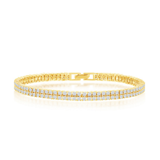 Tiffany Inspired Double Row Tennis Bracelet in Gold Plated Italian Sterling Silver