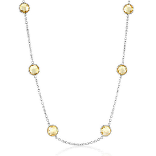 Cartier Inspired Round Cut Bezel Set Citrine Necklace