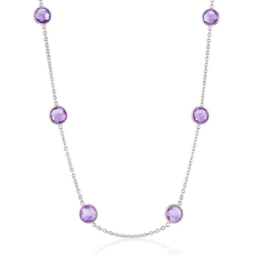 Cartier Inspired Round Cut Bezel Set Amethyst Necklace