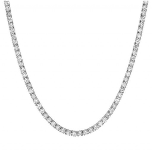 Round Brilliant Cut Diamond Tennis Necklace in 14K White Gold